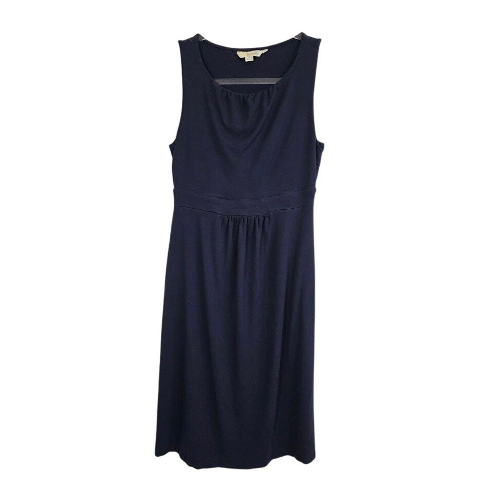 Boden Womens 6R Sleeveless Empire Waist Dress Navy Blue Cowl Neck WH320